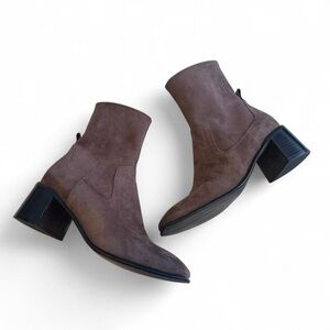 Jeffrey Campbell Brown faux suede ankle boots with block heel